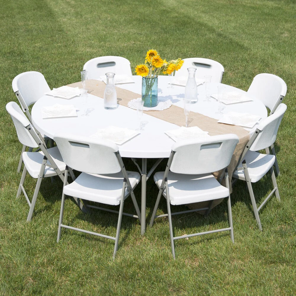 6//5/4ft Wholesale Outdoor Party Wedding Catering Folding in Half Plastic White Round Table