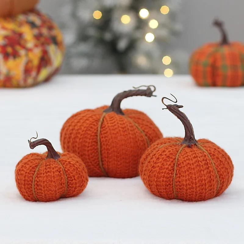Thanksgiving Christmas Halloween Cozy Fall Decorations Simulated Pumpkin Pillow knit Pillow 3D Pumpkin Shaped throw Pillow