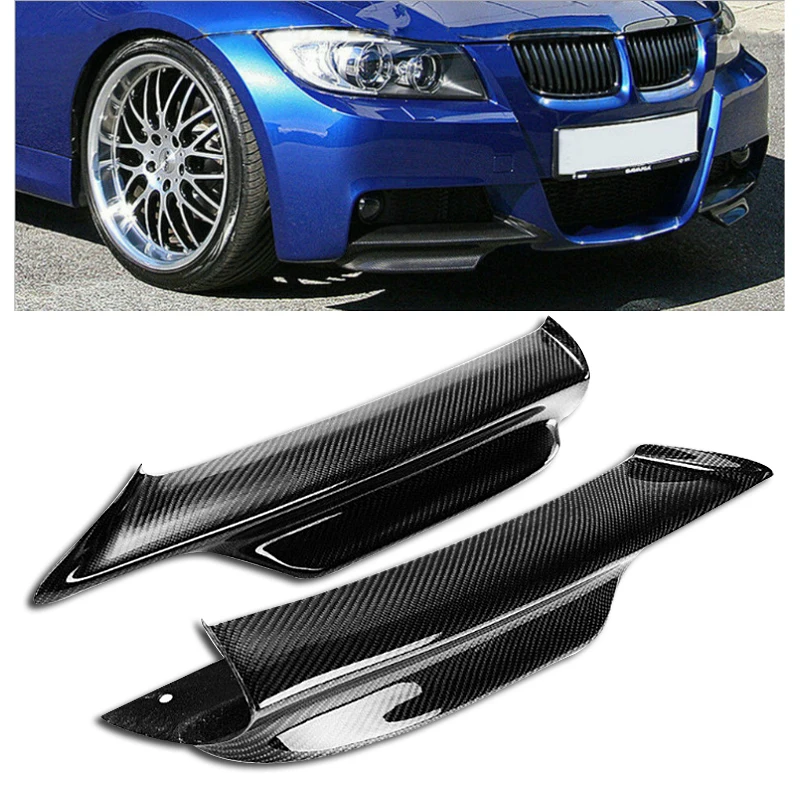 Carbon Fiber Front Lip Bumper Protector Winglet Side Splitters Flaps For BMW 3 Series E90