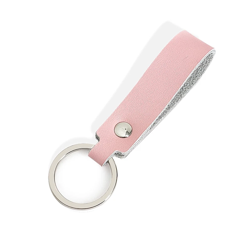 genuine leather keychain small fresh fashion Macaron color light color key chain girl car key pendant gift