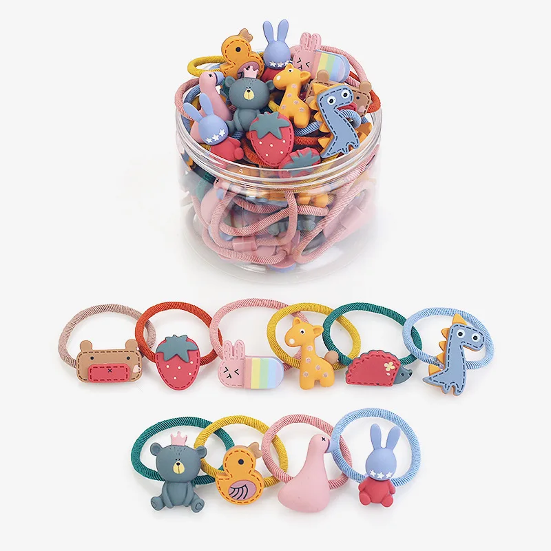 wholesale luxury resin fruit series 20pcs baby Elastic Rubber Band Girls Hair Ties kids hair accessories