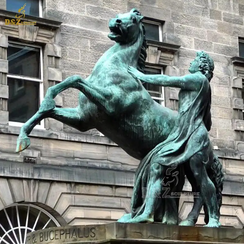 Large Size Statue of Alexander the Great and Horse Sculpture