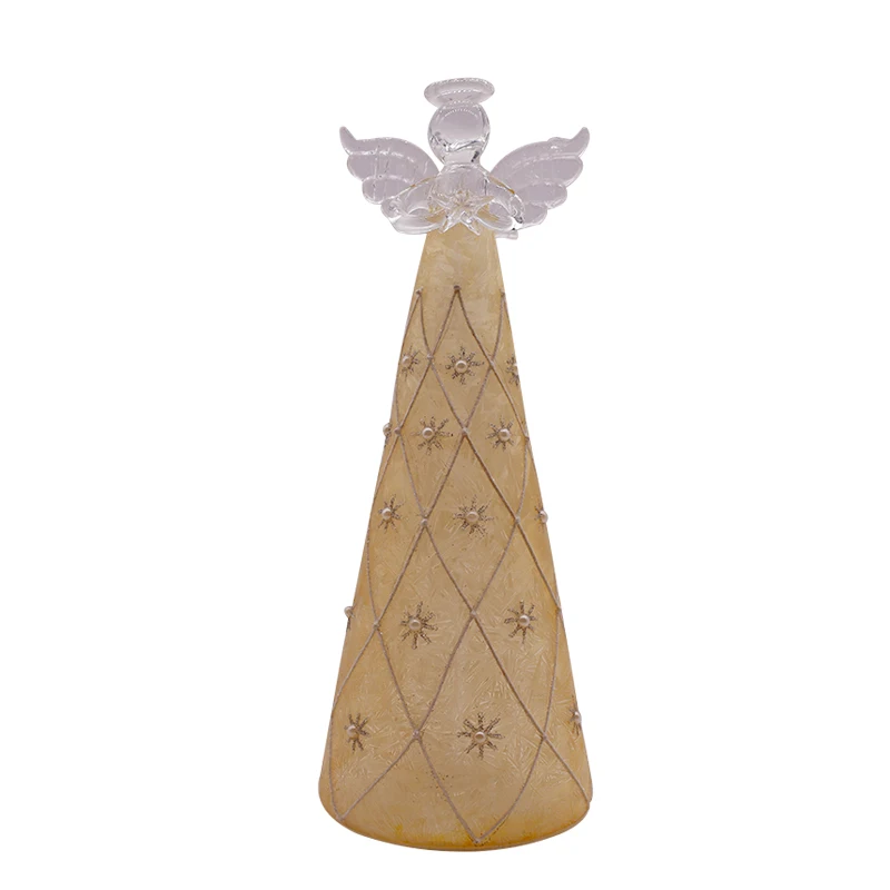 Factory supply angel shape home decoration christmas glass ornaments colourful glass crafts
