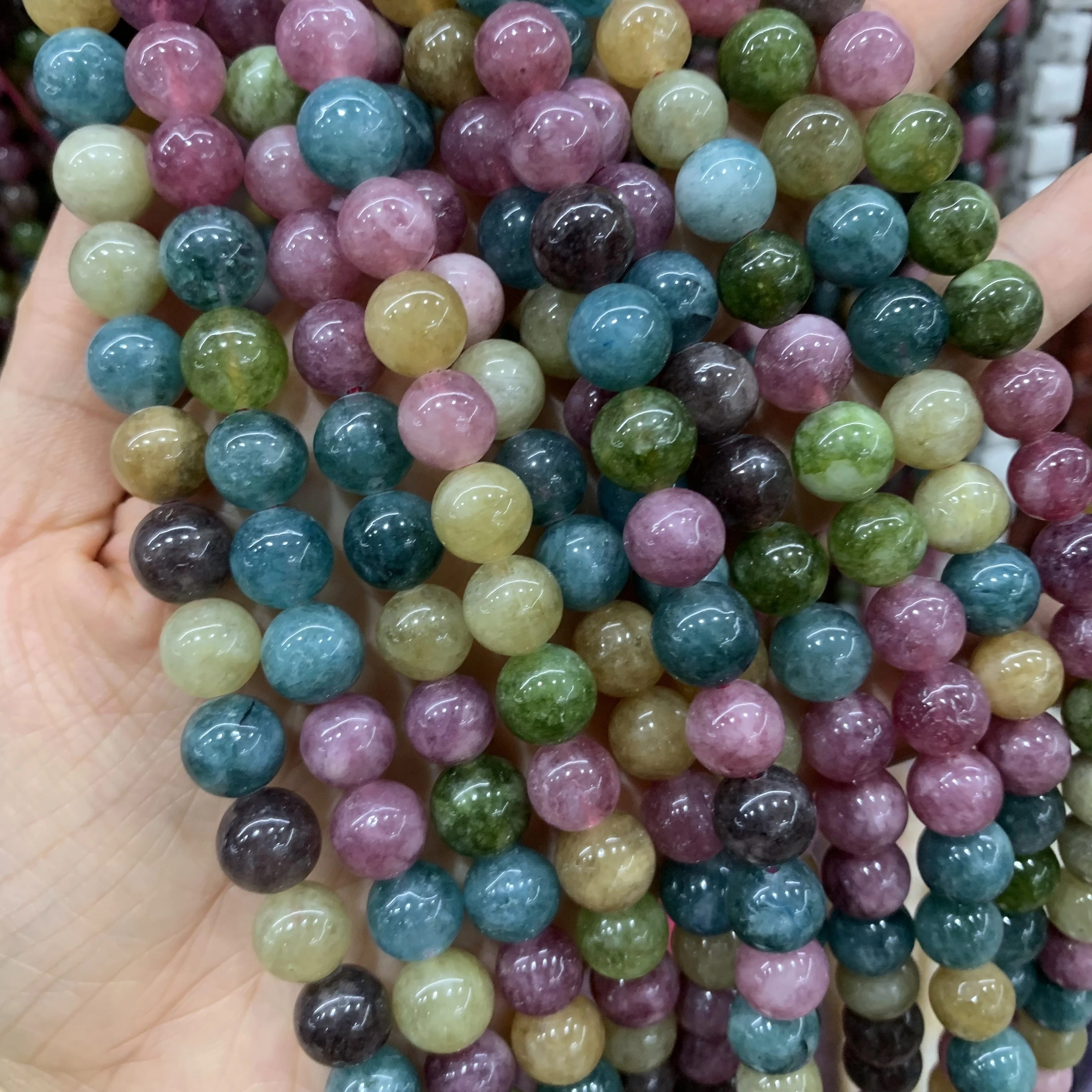 Natural Faceted stone Beads Round beads irregular Loose dyed tourmaline necklace Crystal Beads For Jewelry Making