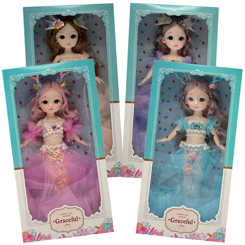 new product ideas 2024 12 inches Fashion bjd wedding dress doll 22 Joint Mermaid princess doll birthday gift sets