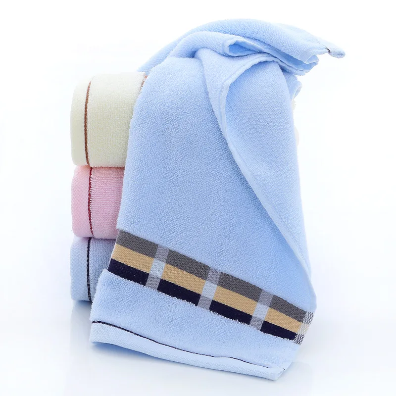 
Drop shipping soild color soft comfortable absorbent custom logo striped facial towel 