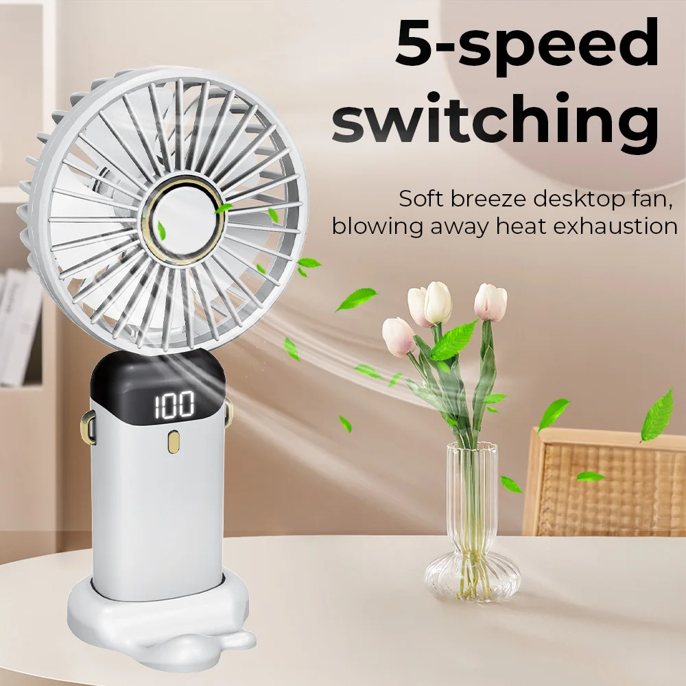 IFINE Beauty USB Rechargeable Handheld Cooling Fan Digital Display Bladeless Folding Hanging Neck Portable Mini Fan