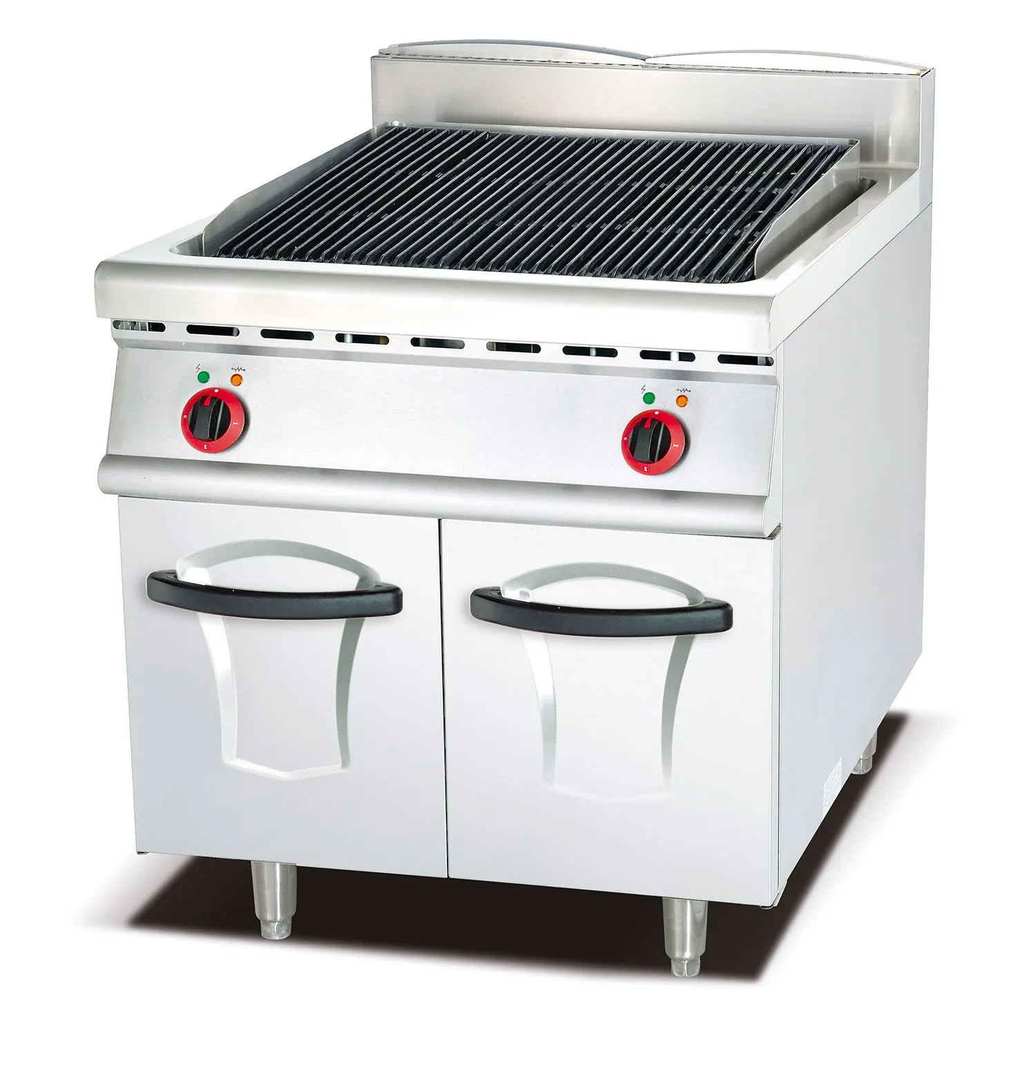 Lyroe Latest Freestanding Stainless Steel Commercial Restaurant Gas Lava Rock Steak Burger Grill with Carbinet