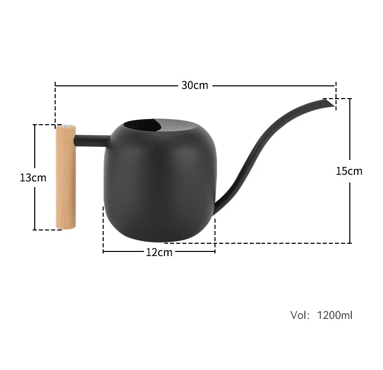water can galvanized iron, high quality rust free solid black look watering can with customize design logo/