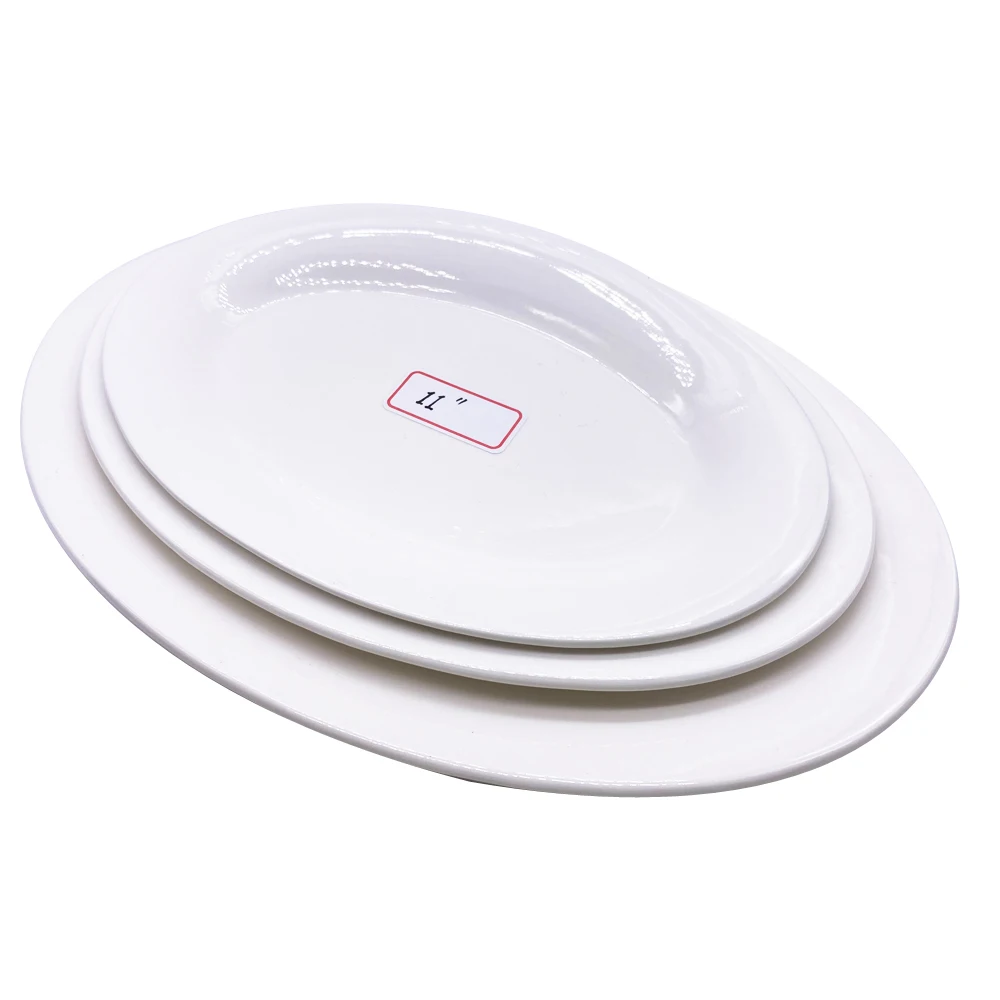 9' 10' 11' 12' 14' 16' 18' 20' 22' Inch Magnesia Fish Oval Plate White Porcelain Oval Plate