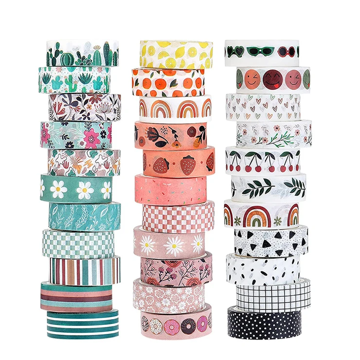 Supplier OEM vibrant colors and splendid pattern masking tapes sets Self Adhesive paper washi tape sets for for Kraft Scrap DIY