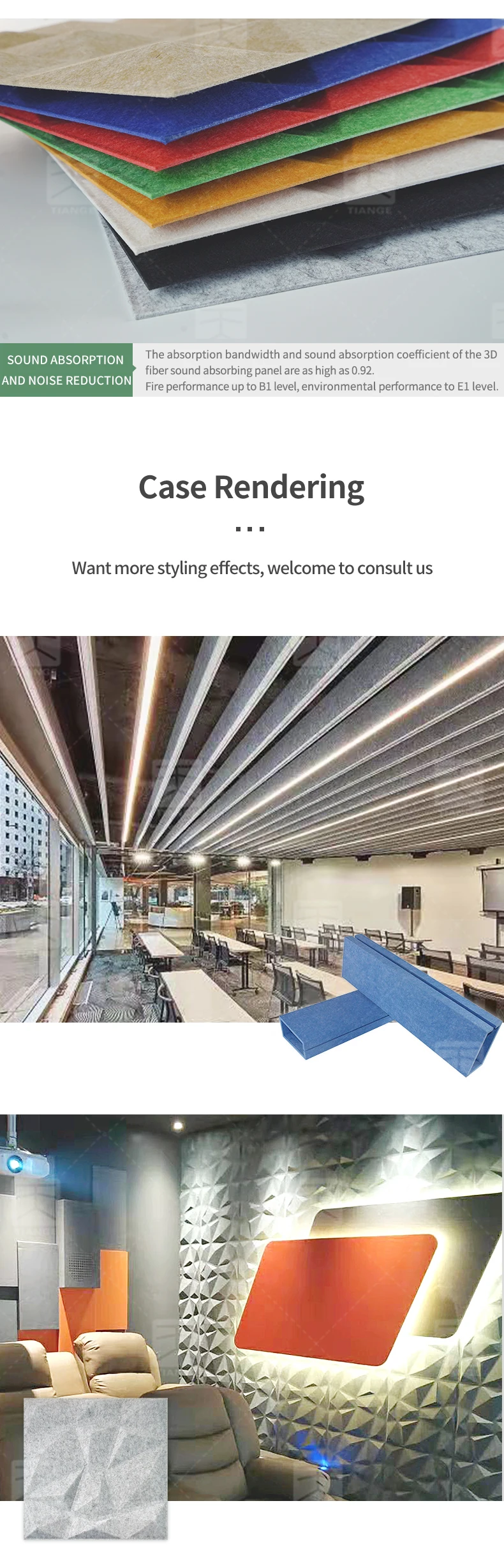 Фабрика TianGe, 3D акустическая панель, декоративный материал, звукопоглощающий лист, акустическая панель из полиэфирного волокна