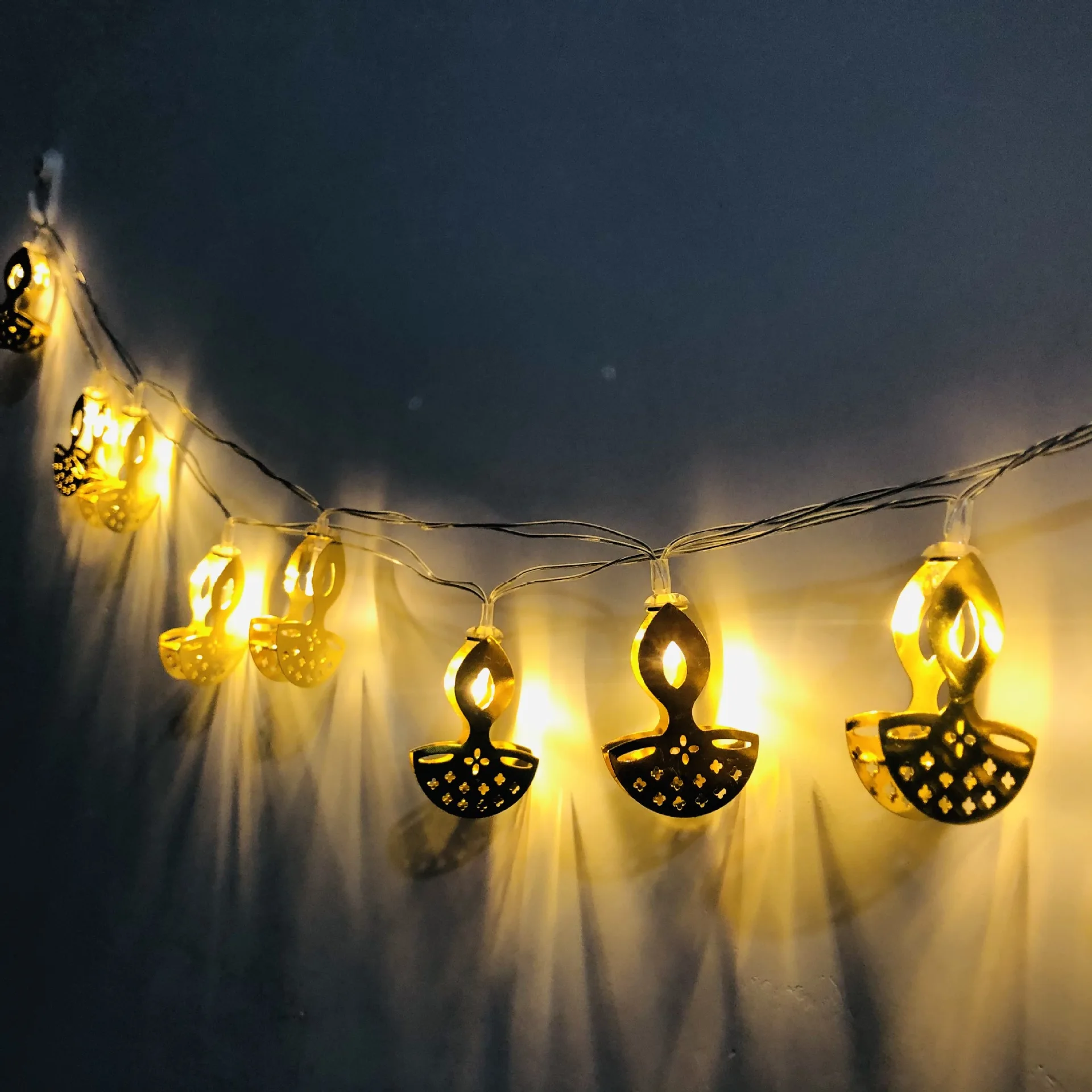 Многоцветные светодиодные гирлянды индийские Diwali теплый белый якорь лодка ряд гирлянда Diya праздничное украшение для дома спальни вечеринки
