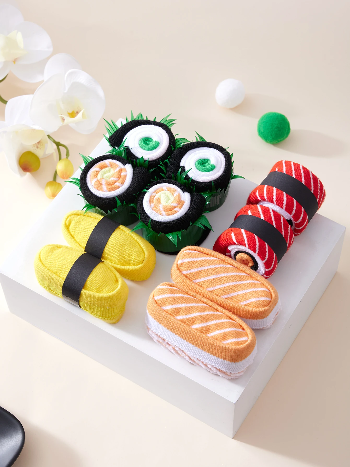 2025 Hot Sale Wholesale Custom Food Theme Novelty Creative Crew Sushi Gift Socks
