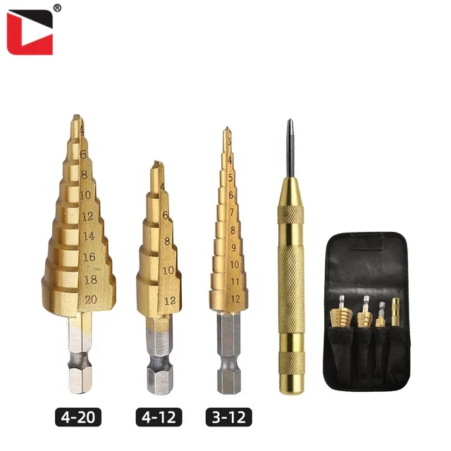 3pcs High speed steel tin coated/titanium coated step drill bit
