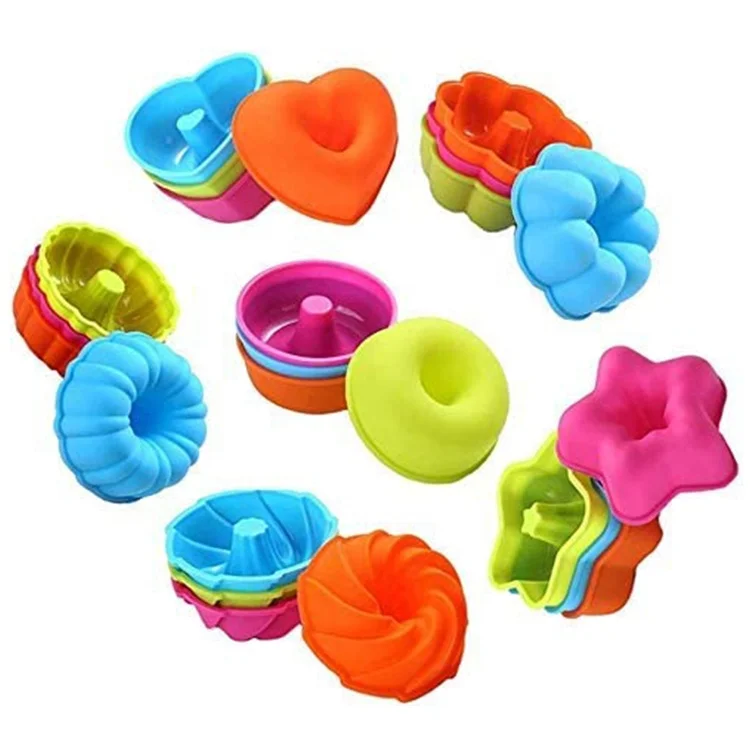Shapes Silicone Donut Mold Muffin Cups Cake Mold Customized Moulds Cake Tools Washable Wholesale Custom Multi Flower