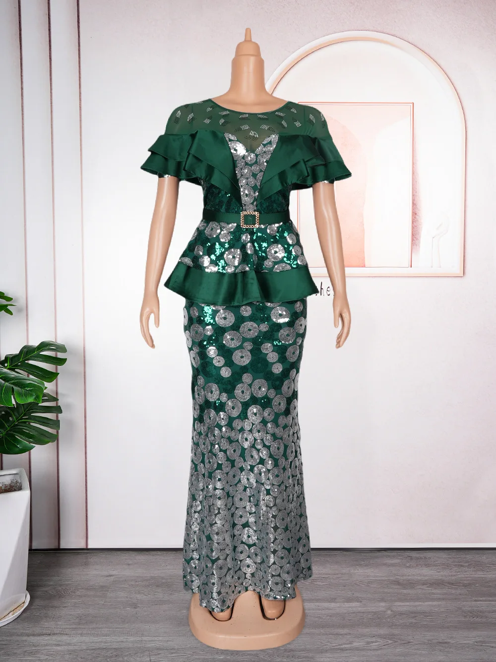 Plus Size African Evening Dresses Women Dashiki Sequin Kaftan Dubai Luxury Elegant Wedding Party Maxi Dress 2024 Africa Clothes