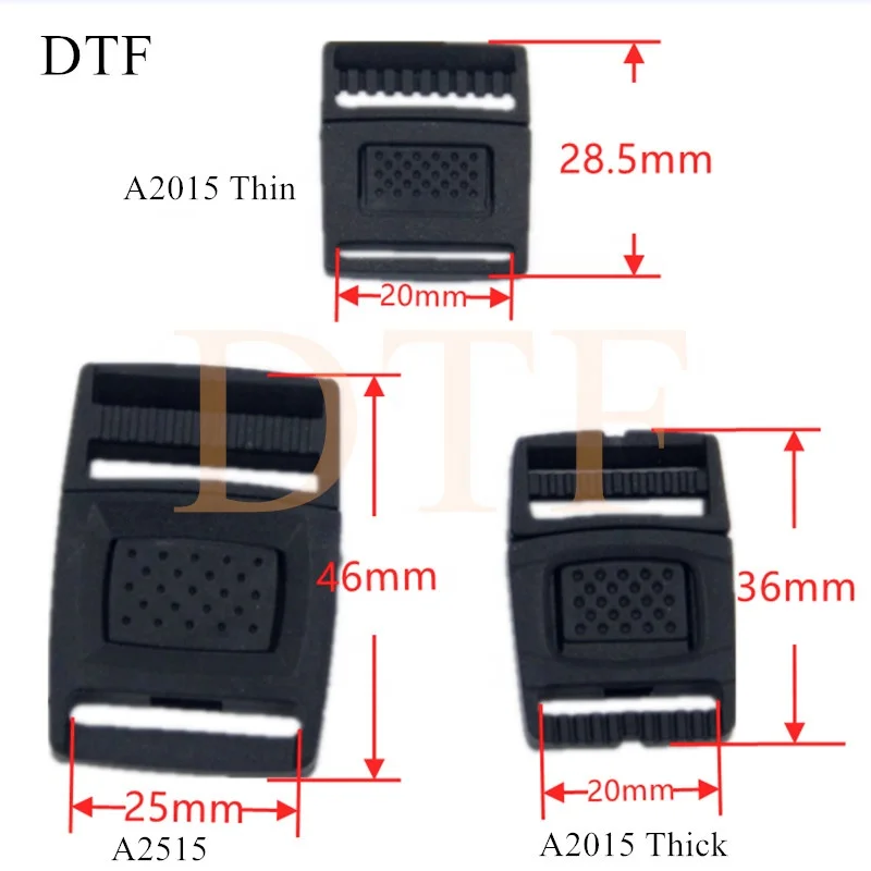 Black center plastic quick release clips buckle for bag