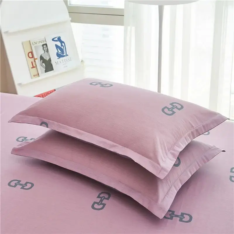 100% Cotton Pillowcase Colorful Printed 3 Pieces Pure Cotton Pillow Cover Flat Sheet For Queen Size Bed