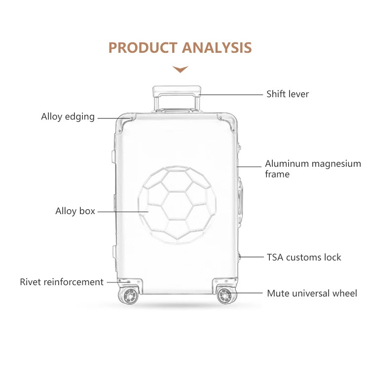 20 Inch Password Lock Scooter Aluminum Suitcase With Wheels Rolling Luggage Travel Trolley Case