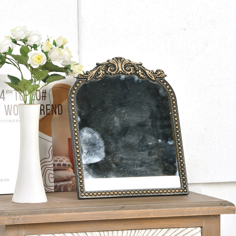 Wall Decoration Art Baroque Wall Decor Mirrors European Style Arch Hanging Wall Mirror For Living Room Decoration