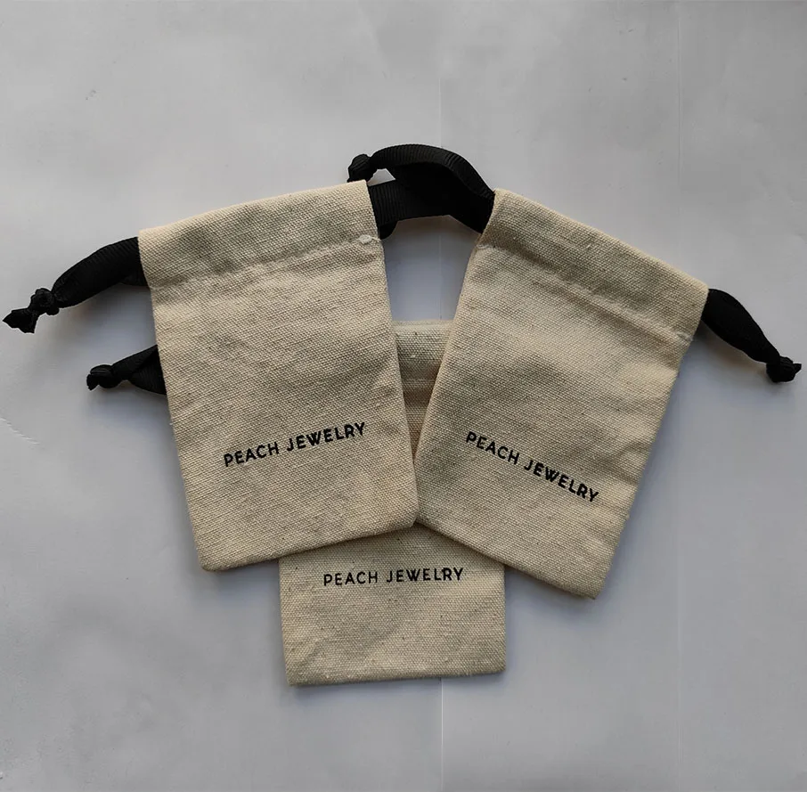 Eco Friendly Custom Logo Silk Screen Print Organic Cotton Muslin Shopping Canvas Drawstring Pouch Dust Bags For Handbag Shoe