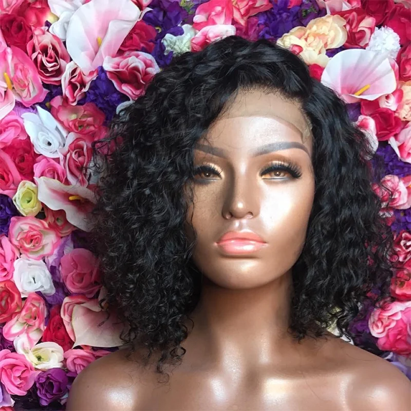 Натуральные волосы Shy Design wigs13 * 4, парик на шнуровке спереди, человеческие волосы, Короткие вьющиеся фронтальные парики боб для черных женщин, швейцарские волосы с детскими волосами