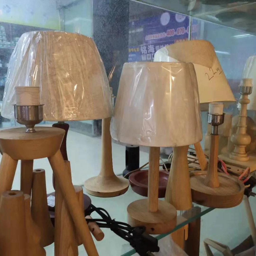 china traditional design high quality small wood base table lamp for children kids room