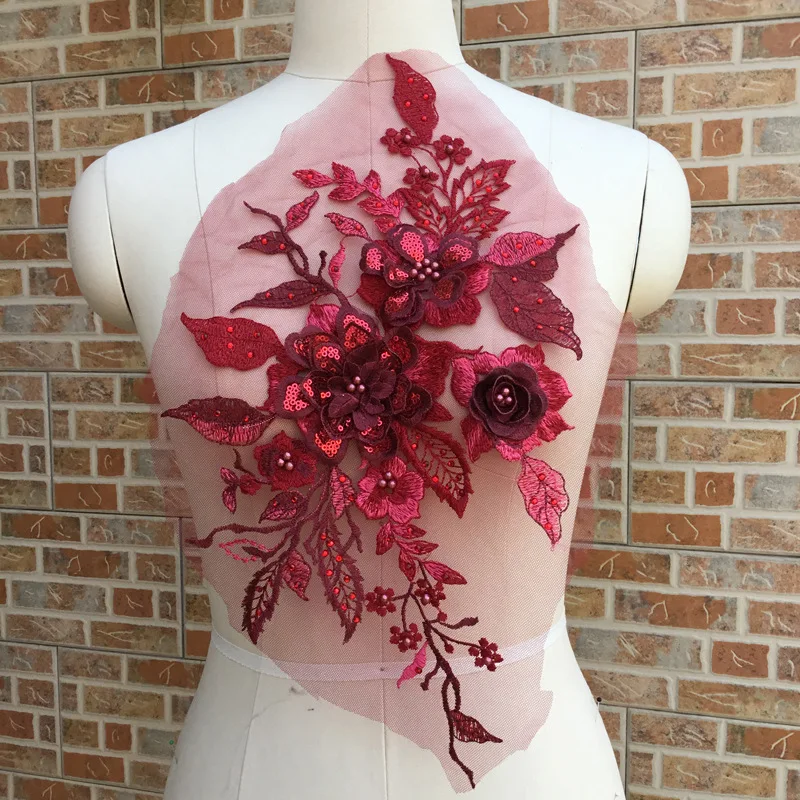 Hot Fashion Embroidery 3d Flower Lace Fabric Tulle Lace for Dress