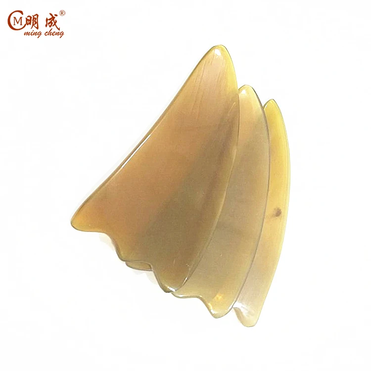 Quality white horn double groove triangle scraping tablet facial back scraping plate health and beauty guasha massage tool set