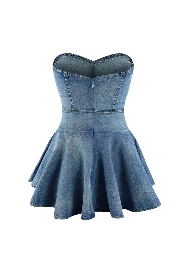 2024 Summer Denim Dress Women Casual Stretch Cotton Denim Slim Mini Dress Sexy Club Mini Jeans Dresses Women Lady Sexy Denim