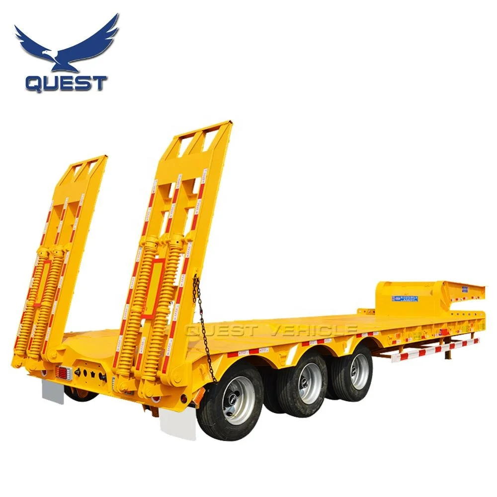 60 Tons Heavy Duty 40 Ft 3-Axles Lowbed Truck Trailer Factory Made Steel Low Loader Truck Trailers