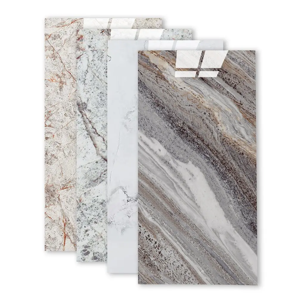 PET faux marble tile adhesive flexible marble sticker 30cm 60cm faux stone veneer flexible diy for kitchen