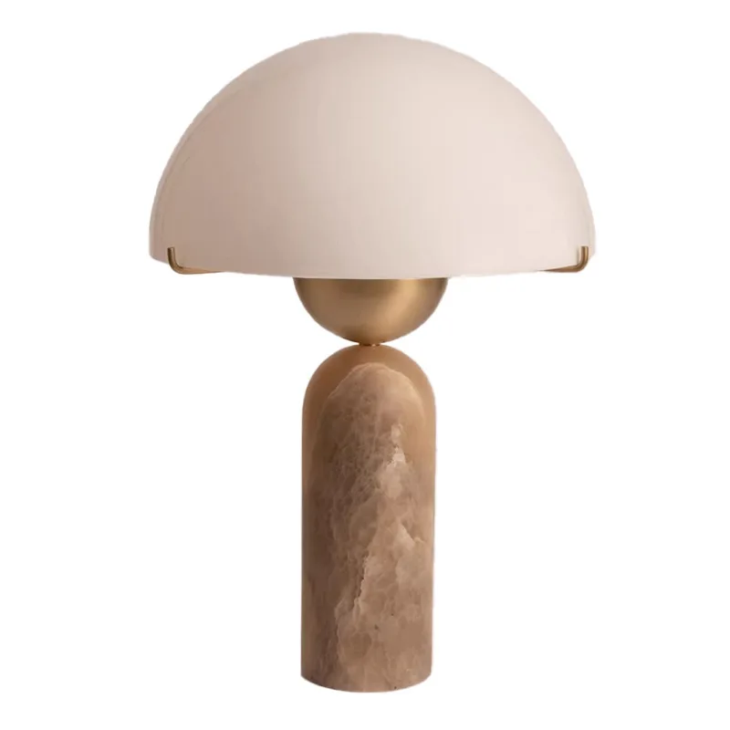 HZX Italian Geometric Art Silver Dome Table Lamp Acrylic Marble Mushroom Stacking Bedroom Study Lighting Home Decorative Light