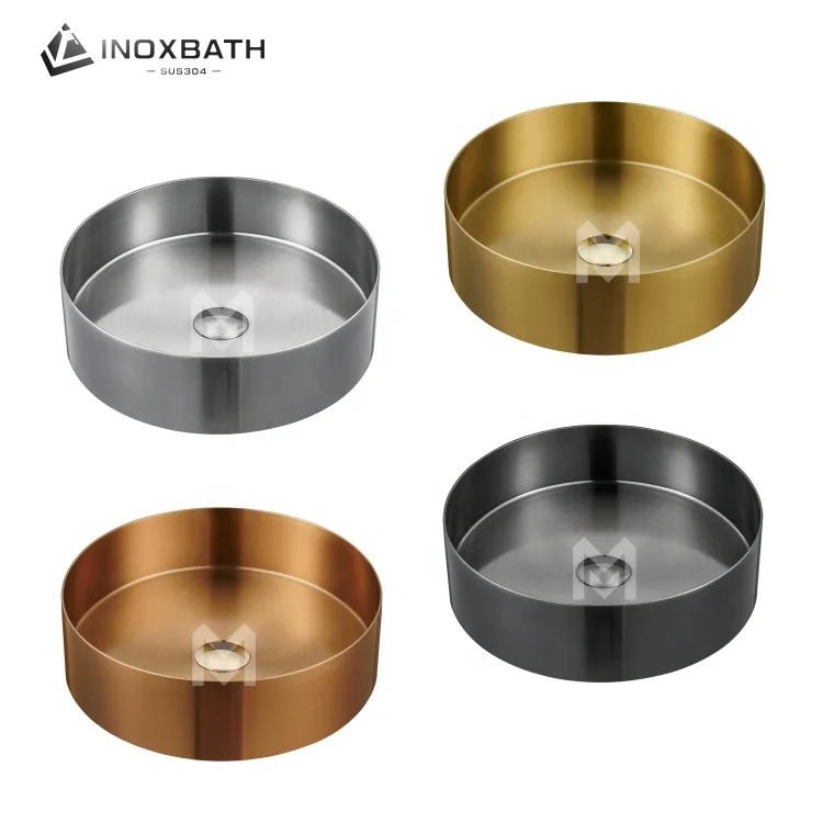 Bathroom Luxury Hotel Vanity Basin Porcelain Stainless Steel Art Wash Basin Counter top Vessel Sink