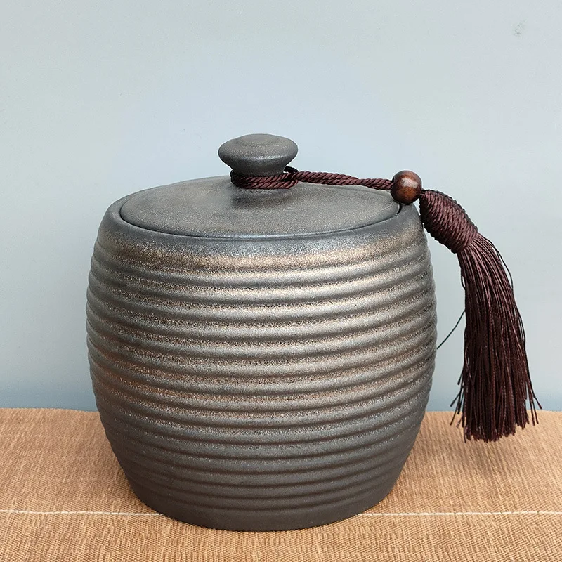 Japanese vintage sealed pot large Puer black tea ceramic storage jar