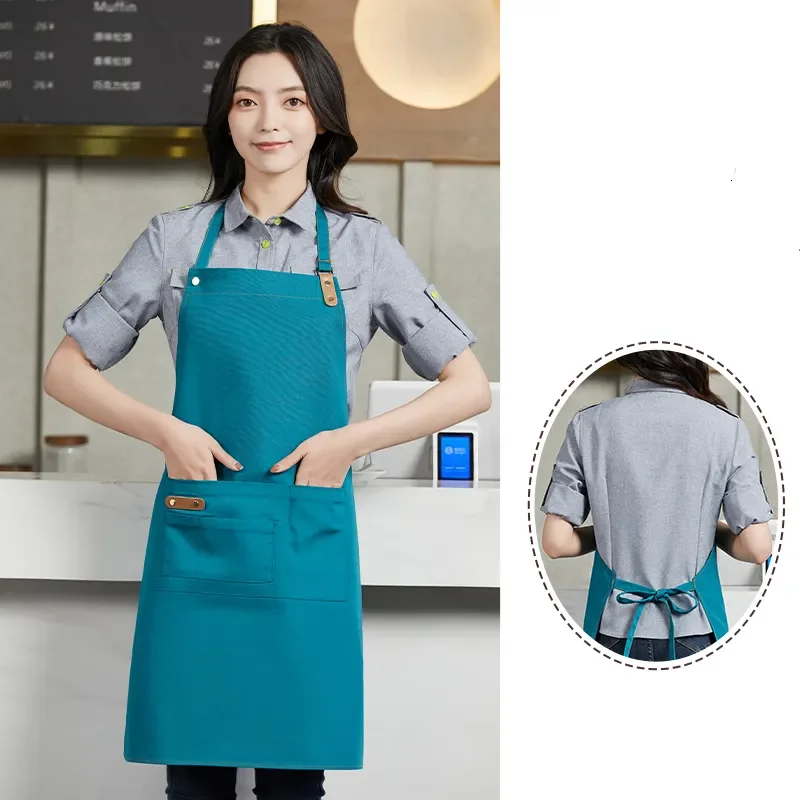 Factory direct unisex aprons custom logo waiter apron embroidered apron