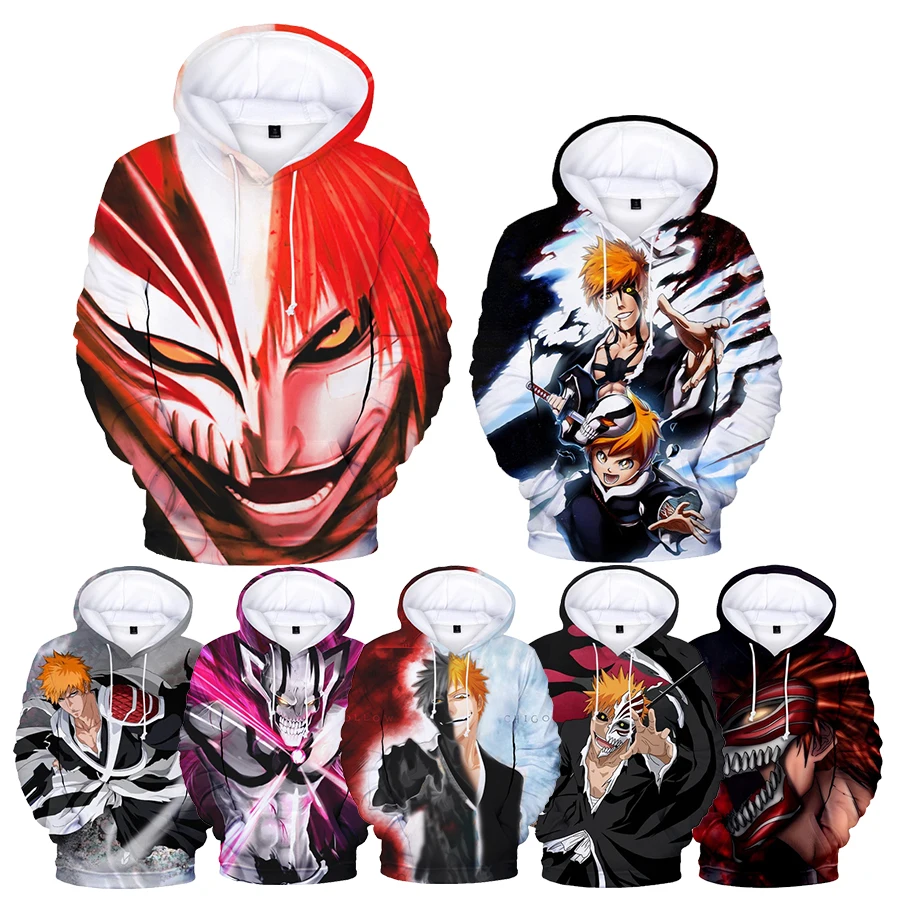 Popular Japanese Anime 3D Printed Hoodies for Men Bleach 3D Printing Hoodies From Men Funny Fashion Casual Oversized Pullover