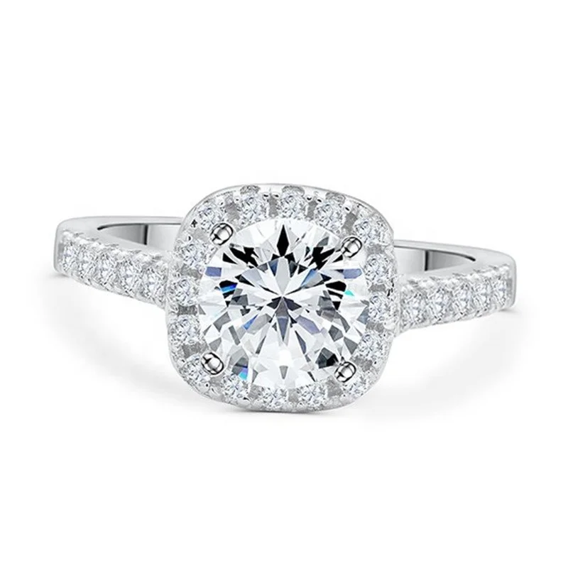 YFN Fine Jewelry 925 Sterling Silver Cushion Cut CZ Diamond Engagement Wedding Ring