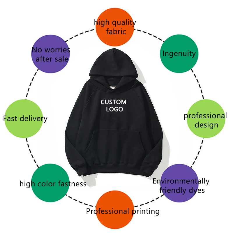 Premium Fabric Spandex Streetwear Plain Pullover Youth Hoodie Custom LOGO Couple Hoodie