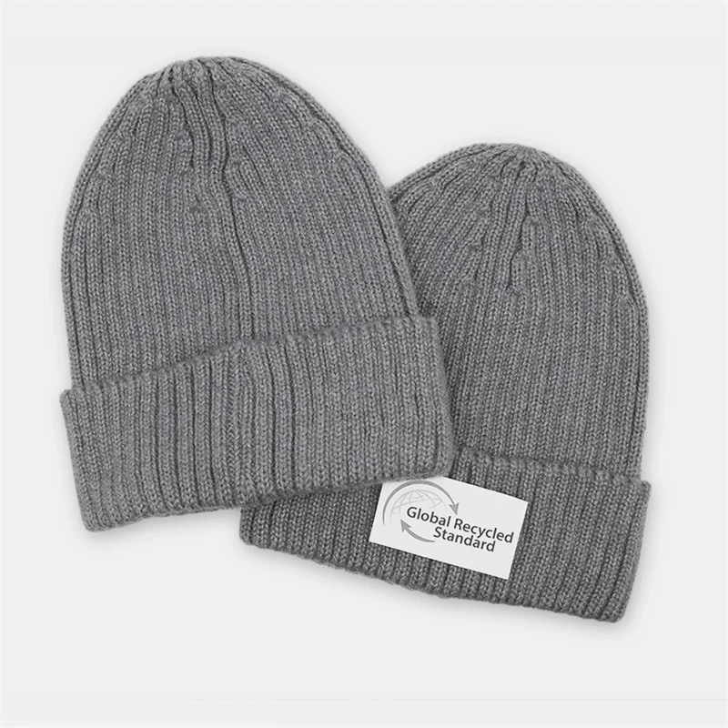 Пользовательская зимняя шапка RPET из переработанного полиэстера, мягкая вересковая пряжа с манжетами, Шапка-бини с черепом для мужчин и женщин