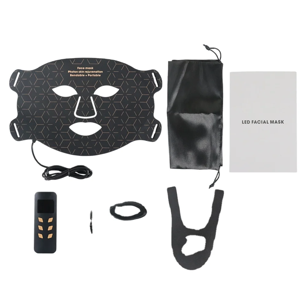 Skin Rejuvenation Charging Port Rechargeable Soft Silicone Infrared Red Light Therapy Face 4 Colors LED Facial Beauty Mask