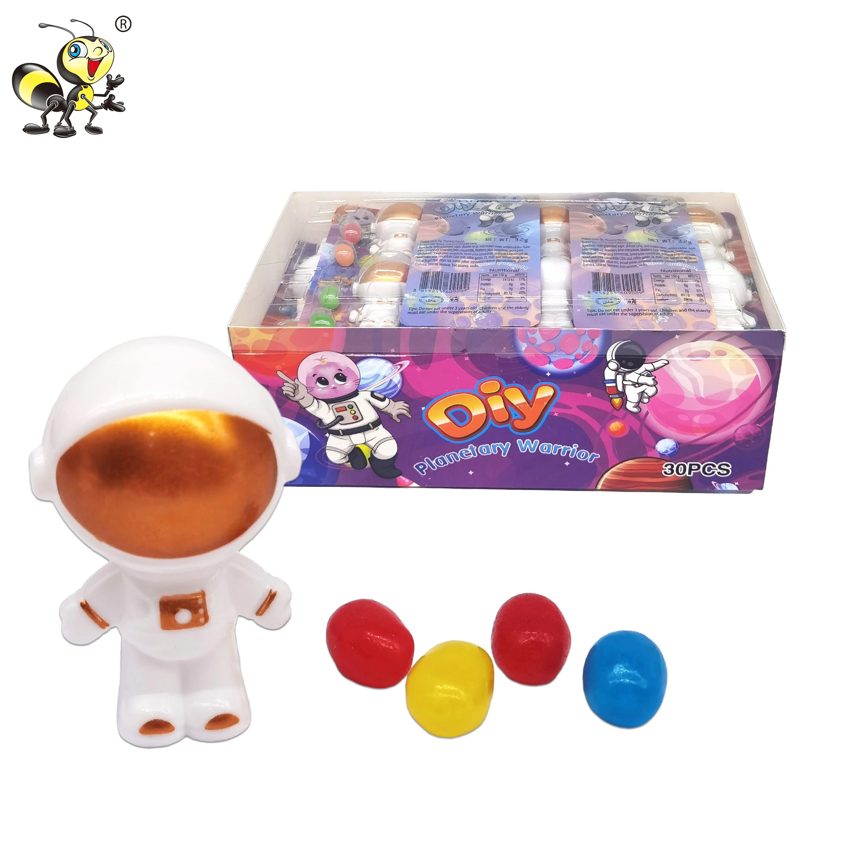 Shantou wholesale new kids cartoon spaceman toy with sweet candy toys jelly bean