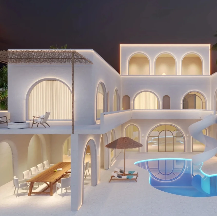 400m2 Dreamy Mdoern Luxury Prefabricated Villa Living House in Thailand Prefab Steel Pool House Villa