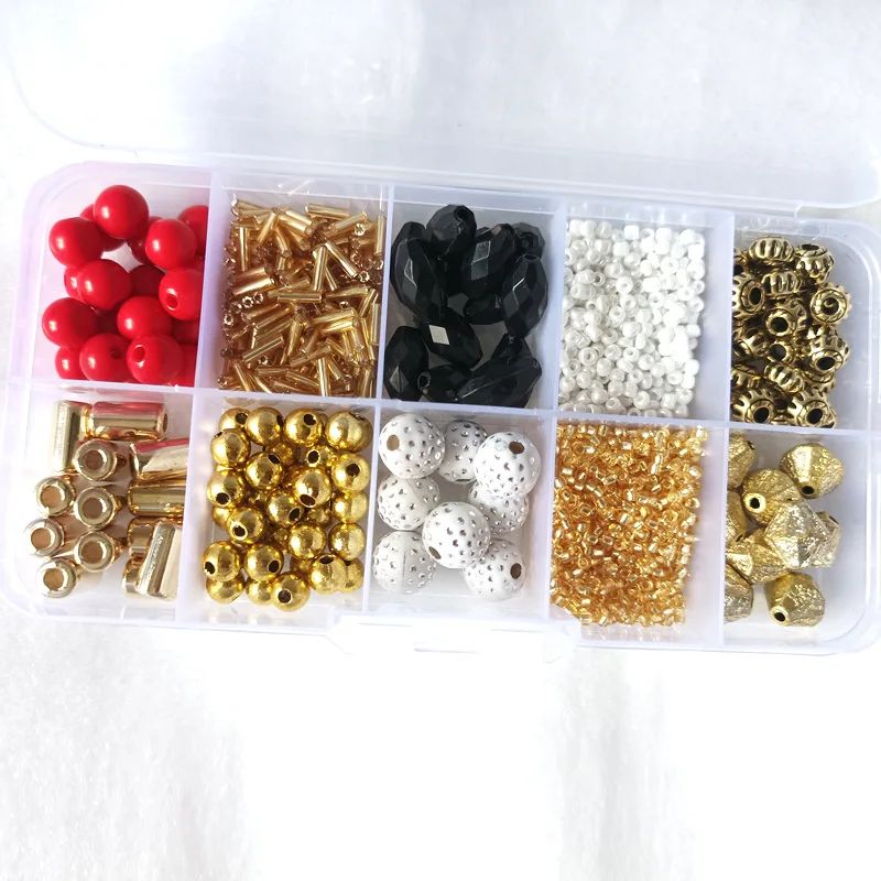 10 Grid DIY Handmade Beaded Jewelry Making Set for Kids Creative Loose Beaded Puzzle Necklace and Bracelet for Girls