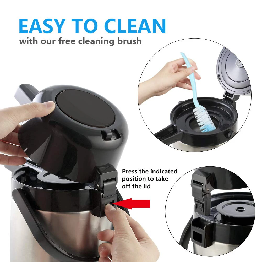 2.5l 3l 3.5l 4l 5l Double Wall Stainless Steel Vacuum Thermos Pot Lever Pump Large Coffee Air Pump Thermos