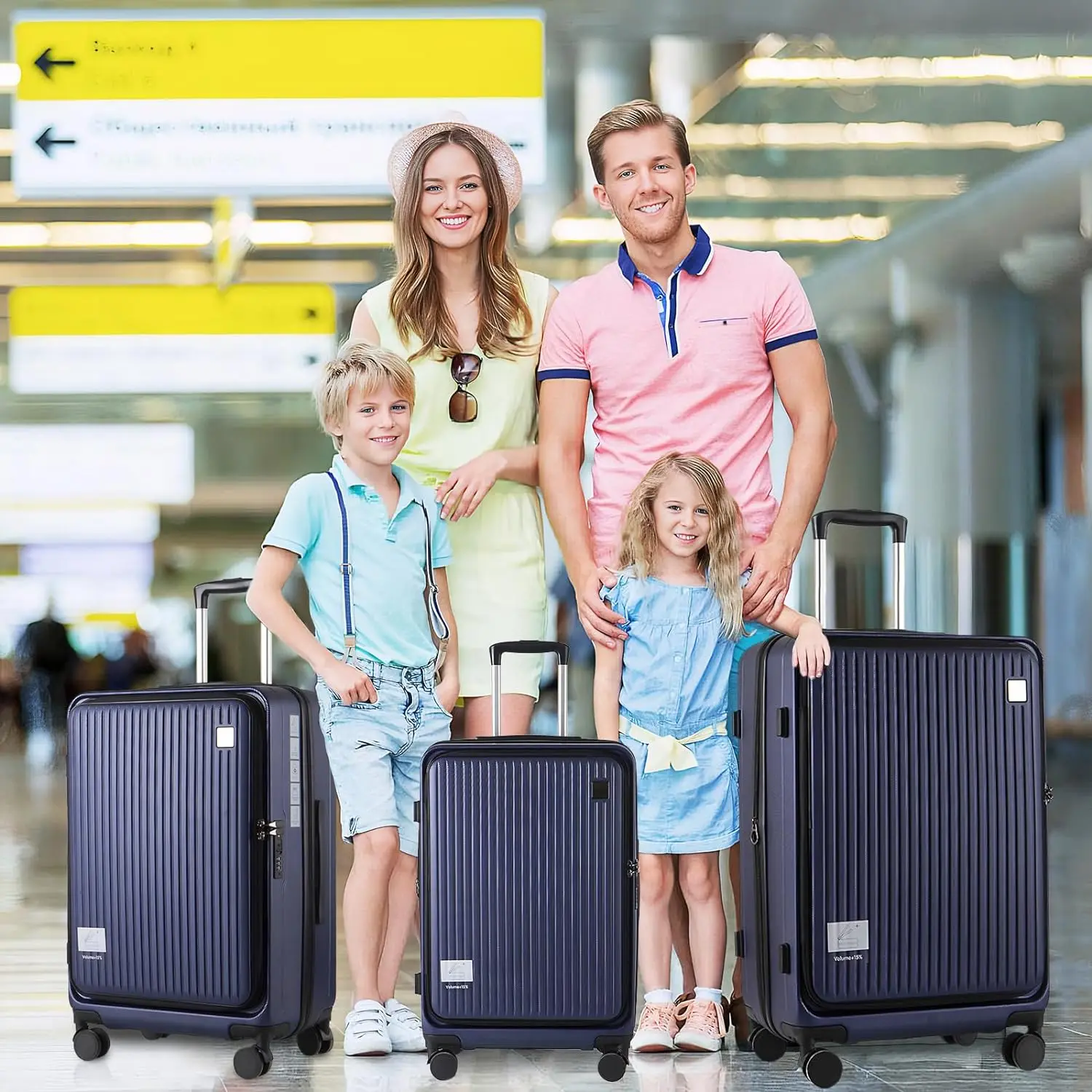 ABS New Material Luggage sets- 20 Inch Boarding Box with TSA Customs Lock,front-opening samsonit sets Pull Bar,Travel Bag Set