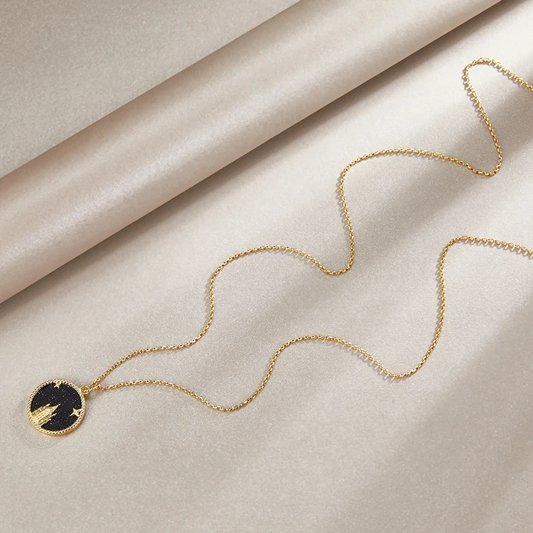 925 Sterling Silver Gold Plated Jewelry Sets Starry Night Castle Necklace Earrings Jewelry Set