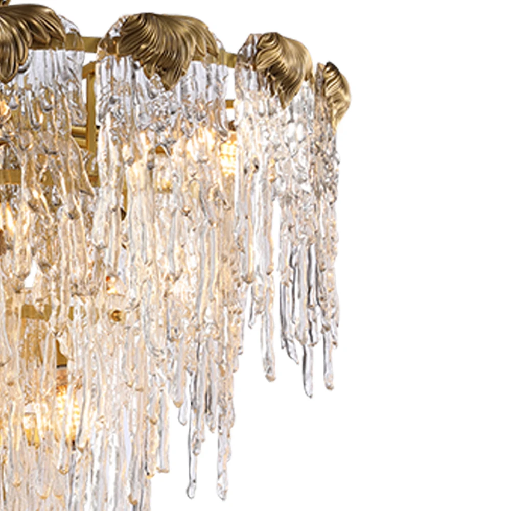 Hot sell brass luxurious Handmade glass Round villa pendant lamp for dining room decoration chandelier