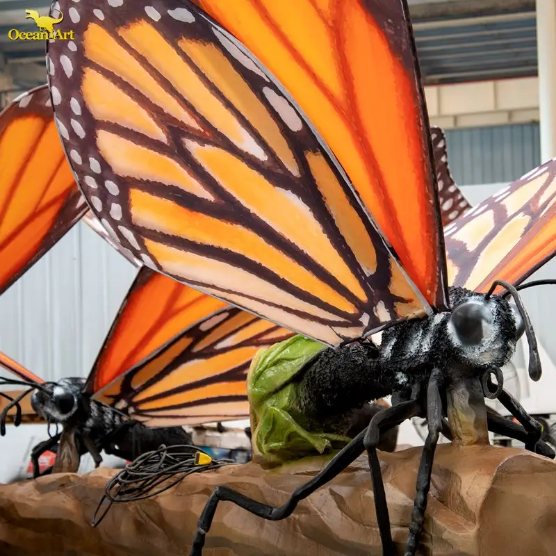 Customize large size animatronic insect butterfly model for amusement park